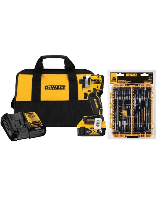 DEWALT 20V MAX Atomic Impact Driver 5Ah Toughcase Bundle