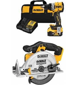 DEWALT 20V MAX Cordless Drill/Driver Kit and Circular Saw Bundle