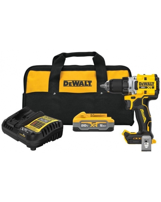 DEWALT 20V MAX XR 1/2 Inch Drill Driver Kit with 5 Ah POWERSTACK DEWALT 20V MAX XR 1/2 Inch Drill Driver Kit with 5 Ah POWERSTACK