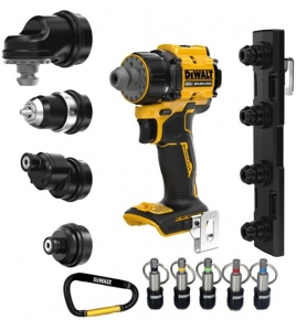 DEWALT ATOMIC 20V MAX Multi-Head Drill Driver (Bare Tool) &amp; Key Ring Bit Holder Set Bundle