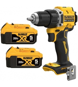 DEWALT Atomic Compact Series 20V Max Brushless Cordless 1/2 Inch &amp; 20V Max XR 5Ah Battery 2 Pack Bundle