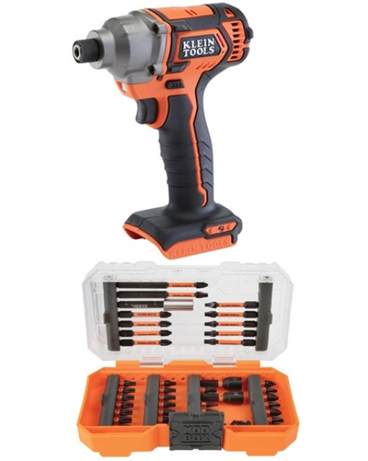 Klein Tools Compact Impact Driver with 40 Piece Bit Set Bundle