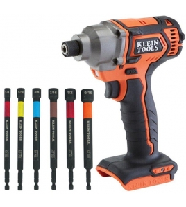 Klein Tools Compact Impact Driver (Bare Tool) &amp; 6pc Magnetic Power Nut Setter Bundle