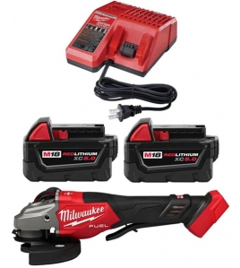 Milwaukee M18 FUEL 4-1/2-6 Inch Braking Grinder &amp; M18 REDLITHIUM XC5.0 Starter Kit with Battery &amp; Charger Bundle
