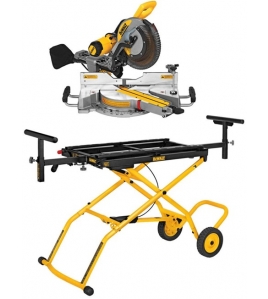 DEWALT 12 in Double Bevel Sliding Compound Miter Saw with Wheeled Saw Stand Bundle