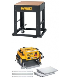 DEWALT Mobile Stand &amp; Thickness Planer Kit W/Tables &amp; Knives Bundle