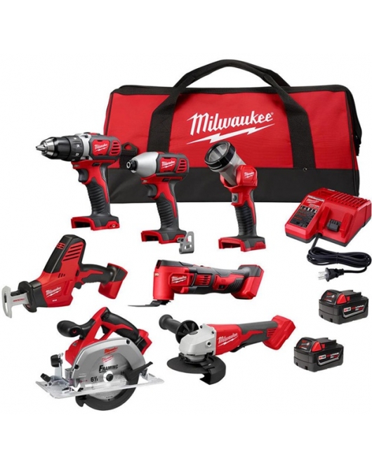 Milwaukee M18 7 Tool Combo Kit with Batteries and Charger Milwaukee M18 7 Tool Combo Kit with Batteries and Charger