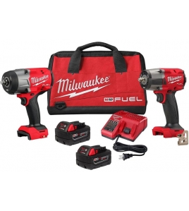 Milwaukee M18 FUEL Automotive Combo Kit with 1/2 in High Torque Impact Wrench &amp; 3/8 in Mid-Torque Impact Wrench