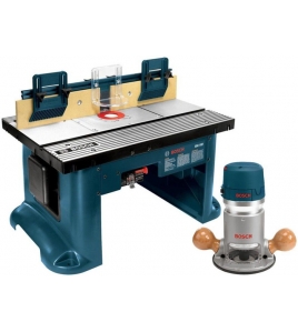 Bosch 2.25 HP Electronic Fixed Base Router &amp; Benchtop Router Table Bundle