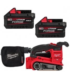 Milwaukee 3 Inch x 18 Inch Belt Sander and M18 Forge XC 18V 8Ah Battery Pack with Fuel Indicator Bundle