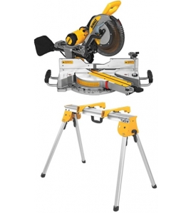 DEWALT 12 Inch Double Bevel Sliding Compound Miter Saw with Heavy Duty Work Stand with Miter Saw Mounting Brackets Bundle