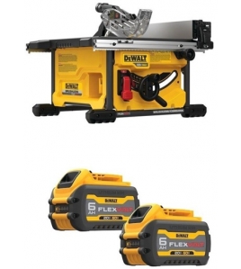 DEWALT 60V Max Table Saw (Bare Tool) and Two 20V/60V 6Ah Lithium Ion Power Tool Battery Packs Bundle