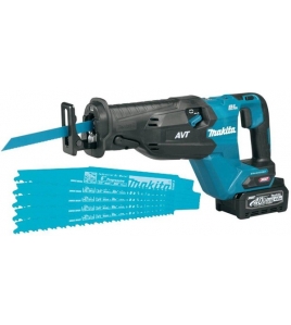 Makita 40V Max XGT Brushless Cordless AVT Orbital Recip Saw, Tool Only, All Purpose Recip Blade (5 Pack), and 4Ah Battery Bundle