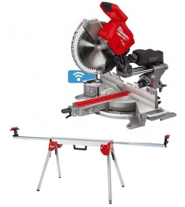 Milwaukee M18 10 Inch Miter Saw Kit with Battery, Folding Miter Saw Stand Bundle