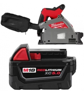 Milwaukee M18 6-1/2 Inch Plunge Track Saw and XC5.0 Battery Pack Bundle